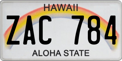 HI license plate ZAC784