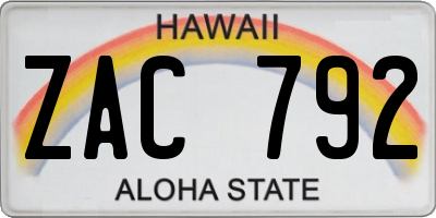 HI license plate ZAC792