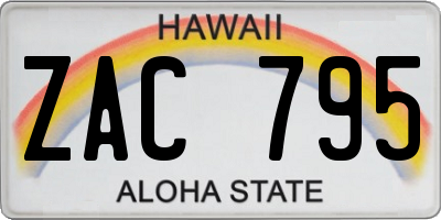 HI license plate ZAC795