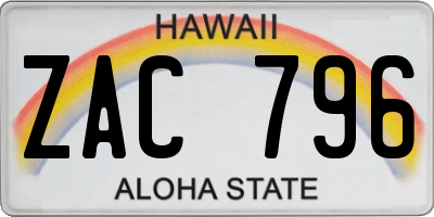 HI license plate ZAC796