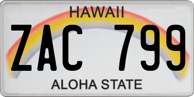 HI license plate ZAC799