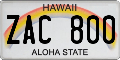 HI license plate ZAC800