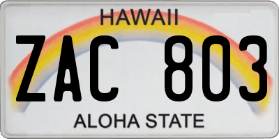HI license plate ZAC803