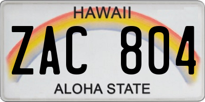 HI license plate ZAC804