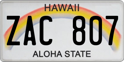 HI license plate ZAC807