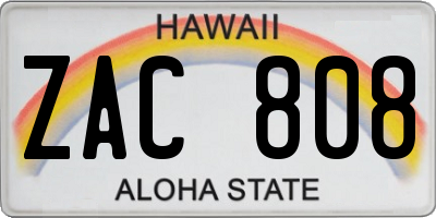 HI license plate ZAC808
