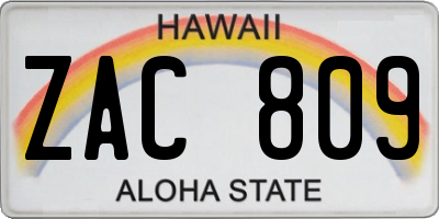 HI license plate ZAC809