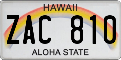 HI license plate ZAC810