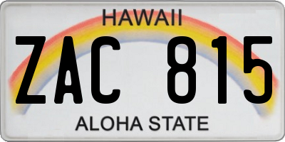 HI license plate ZAC815