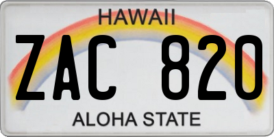 HI license plate ZAC820