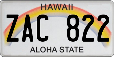 HI license plate ZAC822