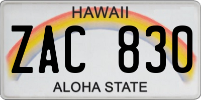 HI license plate ZAC830