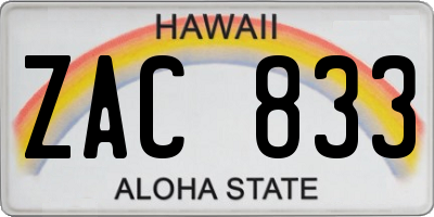 HI license plate ZAC833