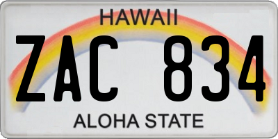 HI license plate ZAC834