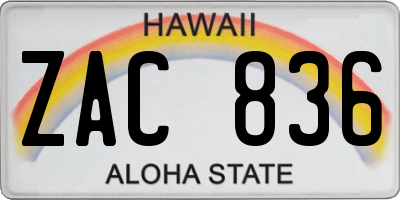 HI license plate ZAC836