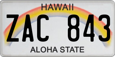 HI license plate ZAC843