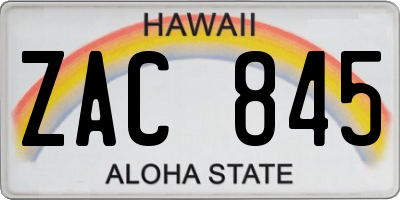 HI license plate ZAC845