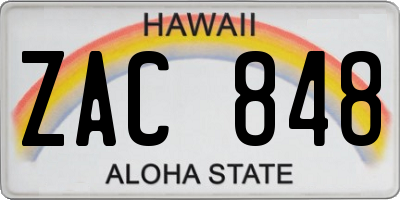 HI license plate ZAC848