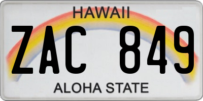 HI license plate ZAC849