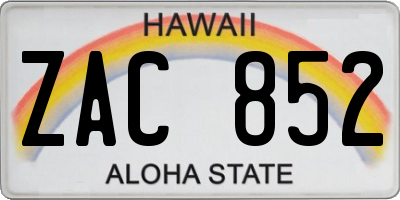 HI license plate ZAC852