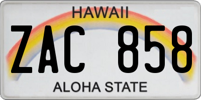 HI license plate ZAC858