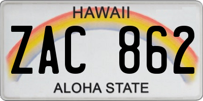 HI license plate ZAC862