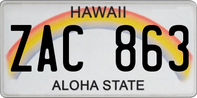 HI license plate ZAC863