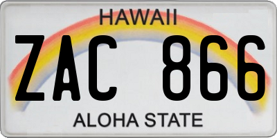 HI license plate ZAC866