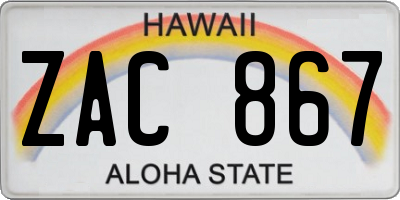 HI license plate ZAC867