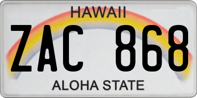HI license plate ZAC868