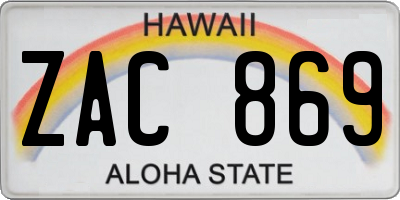 HI license plate ZAC869