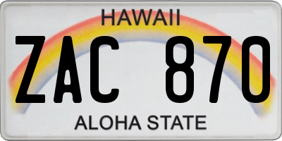 HI license plate ZAC870