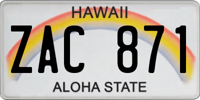 HI license plate ZAC871