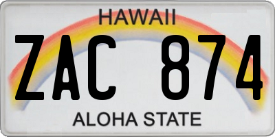 HI license plate ZAC874