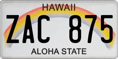 HI license plate ZAC875