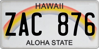 HI license plate ZAC876