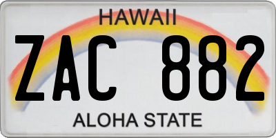 HI license plate ZAC882