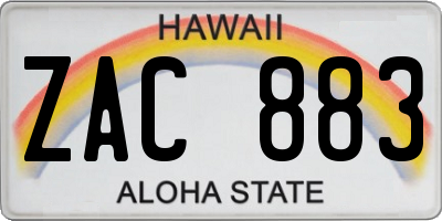 HI license plate ZAC883