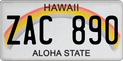 HI license plate ZAC890