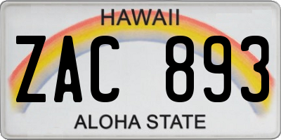 HI license plate ZAC893