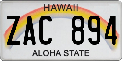 HI license plate ZAC894