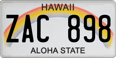 HI license plate ZAC898