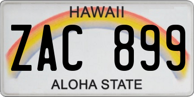 HI license plate ZAC899
