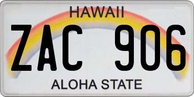 HI license plate ZAC906