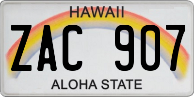 HI license plate ZAC907
