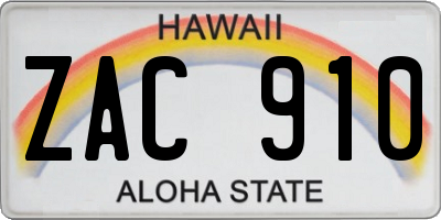 HI license plate ZAC910