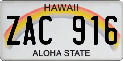 HI license plate ZAC916