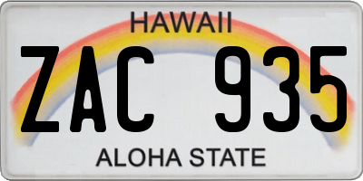 HI license plate ZAC935