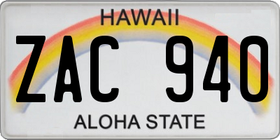 HI license plate ZAC940