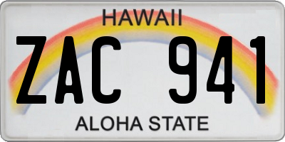 HI license plate ZAC941